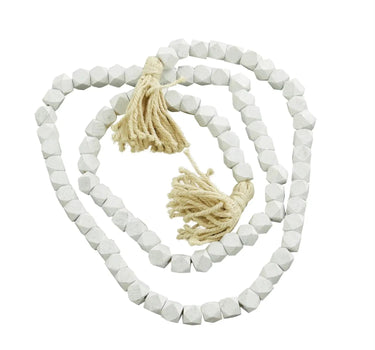 Deco Marché Wood Bead Garland White 80"L - Garlands Merchandise