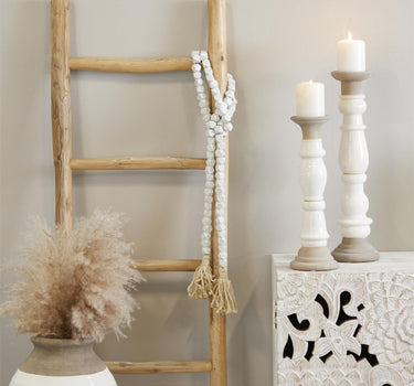 Wood Bead Garland White 80"L