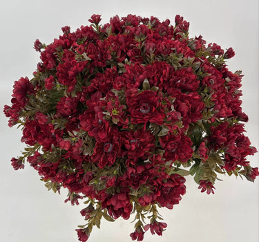 GSC Burgundy Mum - Potted w/ 2 Bushes - Artificial Flora Hanging Basket & Porch Pots