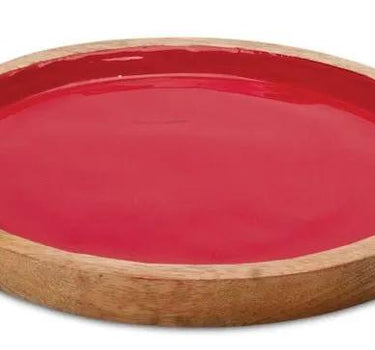 Melrose Red Wood Tray Small 8"D - Decorative Trays Merchandise