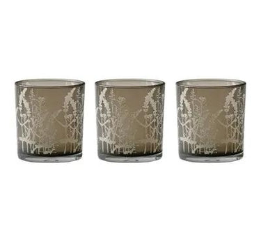 Glass Brown Leaf Votive Holder 3”H