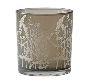 Glass Brown Leaf Votive Holder 3”H