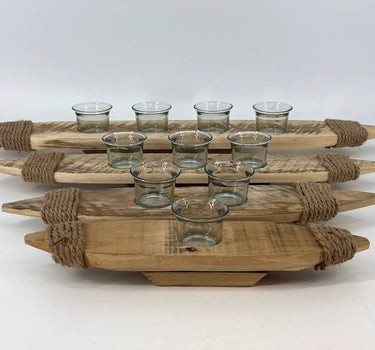 Kalalou Wood Boat Tea Light XL 27” - Candle Holders Merchandise