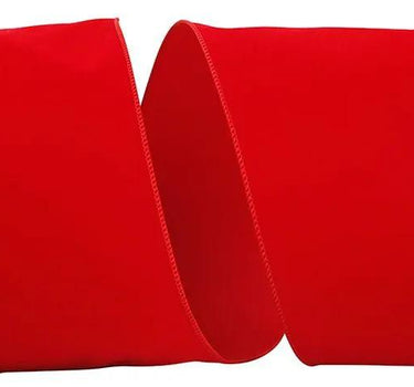 Reliant Value Velvet Wired Edge Ribbon Red 6"W x 50yd - Velvet Ribbons Ribbon