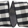 Reliant Check 2-Sided Dupione Deluxe Wired Black-White 2.5" x 10yd - Ribbons & Trim Ribbon