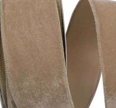 Regal Taupe Velvet Wired Edge Ribbon  2.5"W x 10yd