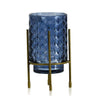 Diamond Star Blue Glass Vase on Stand 3.5"D x 7.1"H - Vases Merchandise