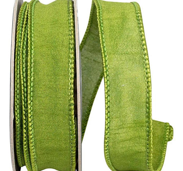 Reliant Moss Green Dupioni Wired Edge Ribbon 7/8"W x 10yd - Uncategorized Ribbon