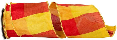 Reliant Jumbo Check Sunset Tonal Dupioni Basic Wired Edge Ribbon 4"W x 5yd - Ribbons & Trim Ribbon