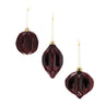 Melrose Glass Burgundy Ornament (3 Asst) 4-5" - Holiday Ornaments Merchandise