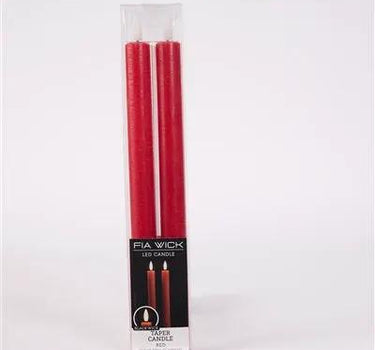 Red FIA Wick Wax/Plastic Taper Candle (Set of 2) 11”H