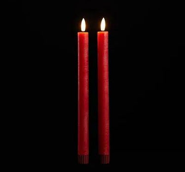 Red FIA Wick Wax/Plastic Taper Candle (Set of 2) 11”H
