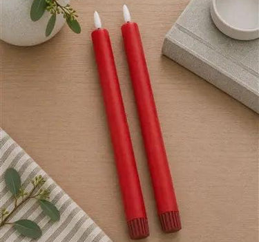 Red FIA Wick Wax/Plastic Taper Candle (Set of 2) 11”H