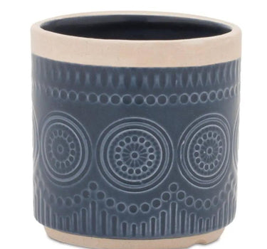 Melrose Blue Ceramic Container (2 Sizes) 4-6" - Vases Merchandise