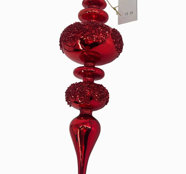 Supreme Glass Finial Ornament Red 12" - Holiday Ornaments Merchandise