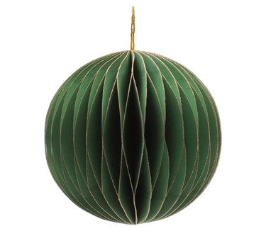 Green paper ornament by Melrose with gold trim for holiday decor.