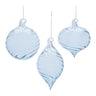 Melrose Blue Glass Ornament (3 Asst) 3.5- 4.5" - Holiday Ornaments Merchandise