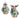 Melrose resin sage moose/bird ornaments, 2 Asst, 3 in tall, hanging by white ribbons