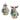 Melrose resin sage moose/bird ornaments, 2 Asst, 3 in tall, hanging by white ribbons