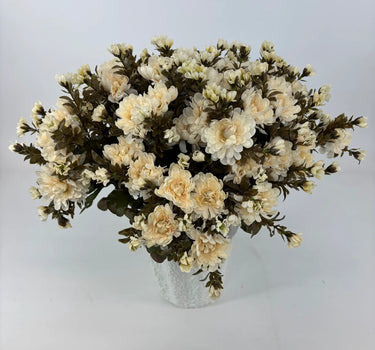 GSC Cream Mum - Potted w/ 2 Bushes - Artificial Flora Hanging Basket & Porch Pots