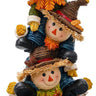 Resin three-tiered stacked scarecrow figurine, multicolor with straw hats, Special T merchandise, 12.25 in tall