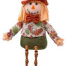 Plush scarecrow shelf sitter, 15-inch tall, two assorted, orange hat and leaf-pattern shirt