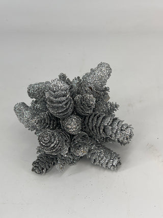 Silver Pine Cone Kissing Ball 6"