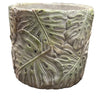 Melrose Cement Pot w/ Monstera Leaves Large 6" x 6.75"" - Planters Merchandise
