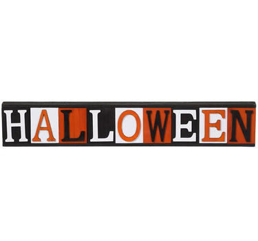 Allstate "Halloween" Table Top Sign Orange/Black 4" - Seasonal & Holiday Decorations Merchandise