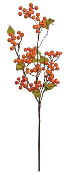 Select Hawthorn Berry Spray Orange 28" - Artificial Non-Flowering Plants Silk