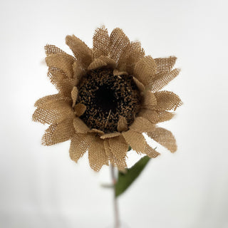 Burlap Sunflower Spray Beige 28"