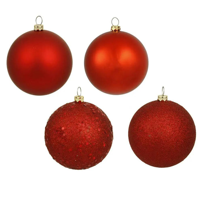 Red Ball Ornament 6" (Bag of 4 Asst)