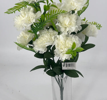 Fortune Carnation Bush Cream 18” - Artificial Flowering Plants Silk