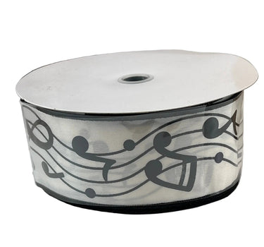 Craig Bachman Bold Music Notes Ribbon 2.5" x 100 Ft - Ribbons & Trim Ribbon