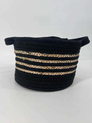 Basket Black/Tan Small 8.5”D x 6”H