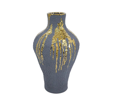 A&B Blue-Gold Ceramic Vase 9" x 9" x 16.5" - Merchandise