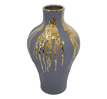 A&B Blue-Gold Ceramic Vase 9" x 9" x 16.5" - Merchandise