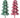 Small Whitewash Tree pair, 21.5in tall, green and red metal trees with star patterns by Special T
