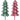 Small Whitewash Tree pair, 21.5in tall, green and red metal trees with star patterns by Special T