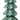 Small whitewash artificial Christmas tree with green star-patterned tiers and a star topper on a green pedestal.