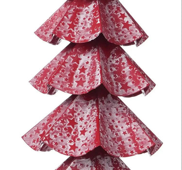 Large Whitewash Tree by Special T, red star-patterned artificial tree, 32H