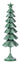 Green metal decorative Christmas tree with star-patterned branches and star topper on a pedestal base.