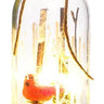 Lit Glass Cardinal Bottle, 12 in tall, illuminated with warm string lights, cork stopper and twine neck