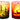 Glass deer candleholders, 2-pack; 3.25-inch tall, amber-yellow and pink-red gradient with deer, trees, and stars.