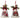Metal Cardinal Bell set (2 Asst) 8.75"H by Special T; two hanging bells with cardinal floral designs, red bows, and pine greenery