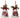 Metal Cardinal Bell set (2 Asst) 8.75"H by Special T; two hanging bells with cardinal floral designs, red bows, and pine greenery