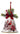 Metal cardinal bell ornament by Special T; white bell with cardinal and poinsettia motif, red bow, greenery, and hanging red cord.