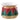 Metal nutcracker drum container with red and green panels, gold trim and rope accents.