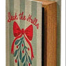 Linen Holiday Book Box by Special T; striped linen cover with red bow and holly motif
