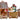 Resin gingerbread train with locomotive and two gold cars, candy cane trim, and festive gingerbread figures.